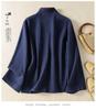 V-Neck Lace-Up Loose Slimming Chinese Style Cotton Linen Long-Sleeve Top for Spring/Summer