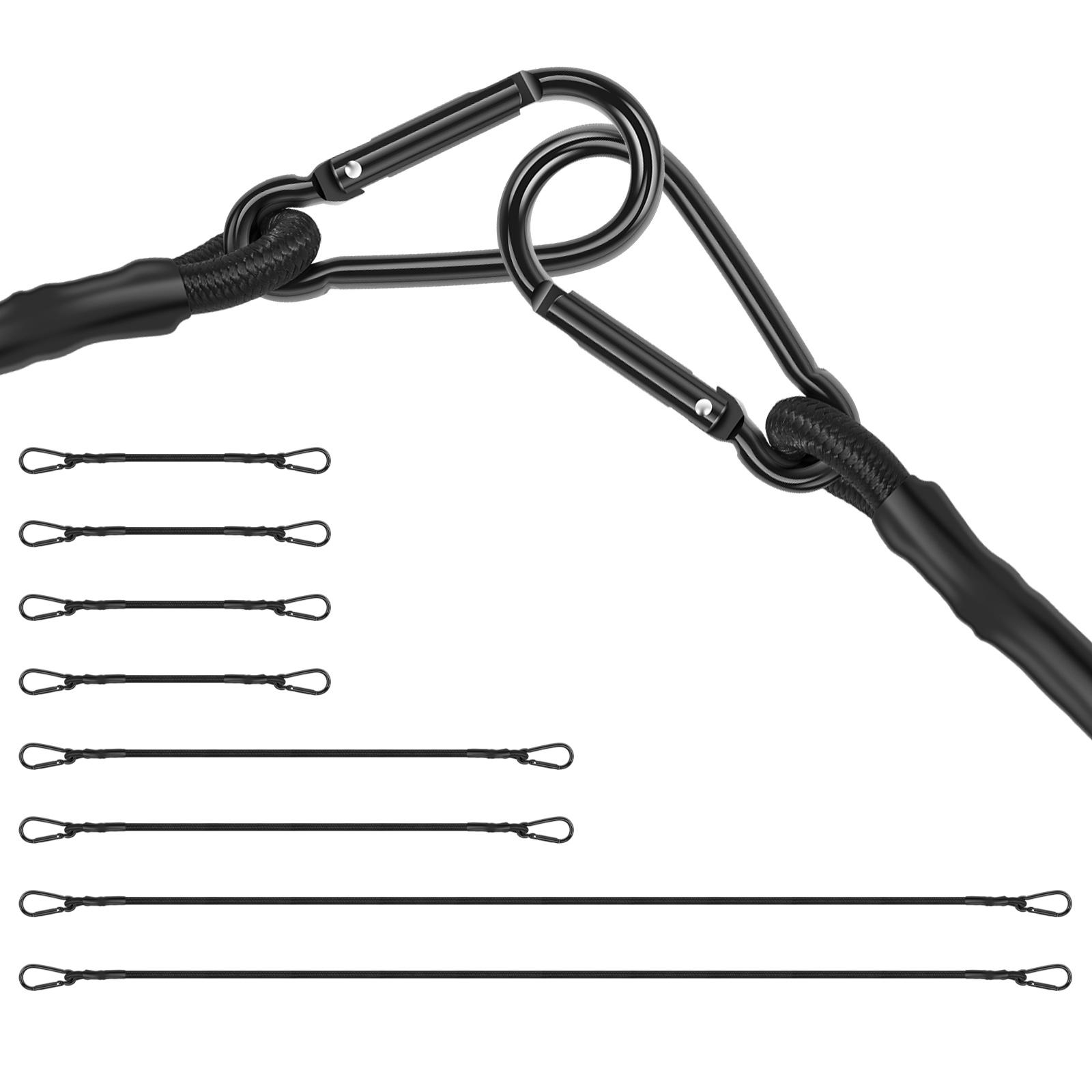 8pcs Bungee Cords with Carabiner Hooks 12/24/48inch Outdoor Bungee Straps, Strong Elastic Bungee Rope for Securing Tarps