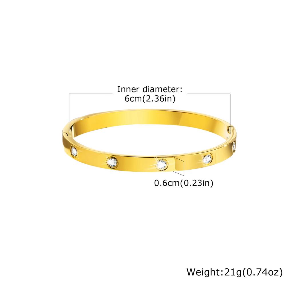 Luxury Shiny Cubic Zircon Stainless Steel Bracelet for Women, Waterproof Tennis Chain Openable Bangle, Fashion Elegant Jewelry