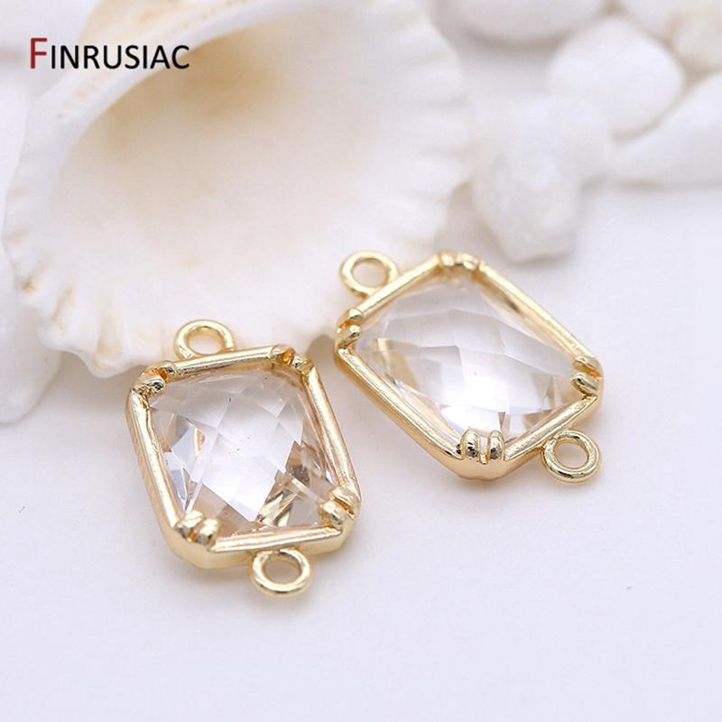 DIY Jewelry Accessories New Korean Style Zircon Connector 14K Gold Plated Beautiful Colors Component For Jewelry Making Supplies