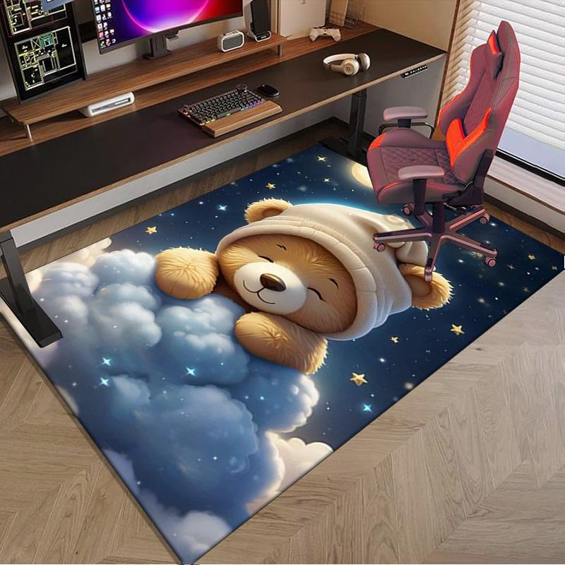 Teddy Bear Night Sky Carpet, Chair Rug,Rug for Office Bedroom living rooms, Doormat decor Fan Gift Christmas Gift