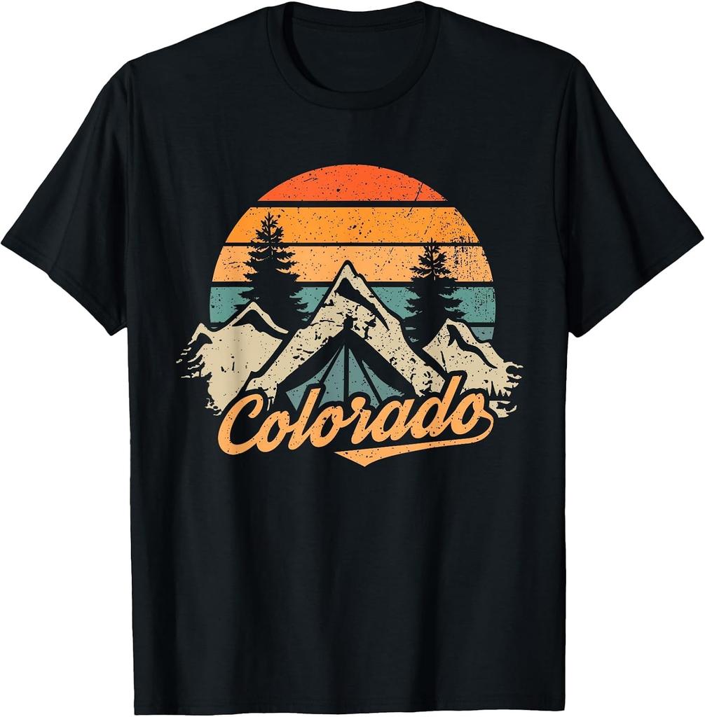 Colorado Retro Vintage Mountain Hiking And Camping Tee Shirt