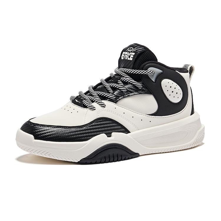 Erke Qingtian 2.0 Retro Comfortable Slip-Resistant Lightweight High-Top Sneakers Men sneakers Micro-Crystal-White True-Black 51124401223-003