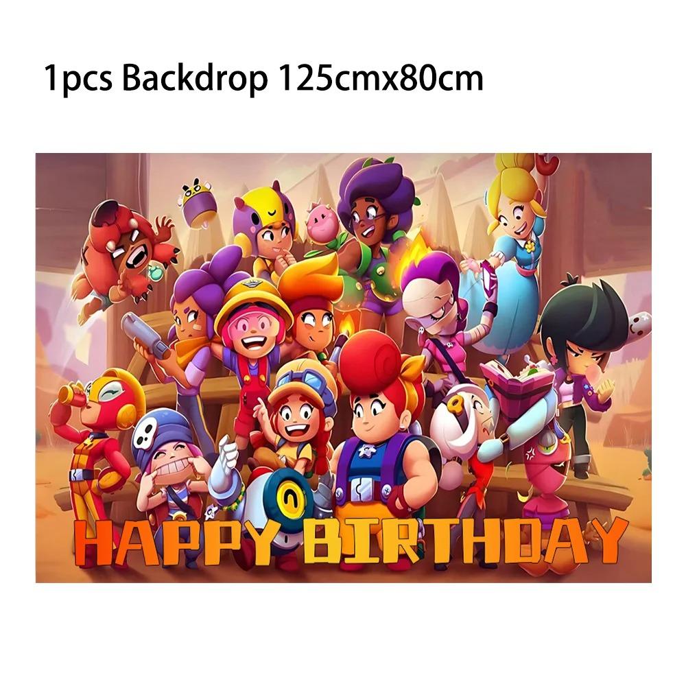 Brawl Stars Game Themed Birthday Party Tableware Paper Cups Plates Napkins Tablecloth Banner Birthday Gift Party Supplies