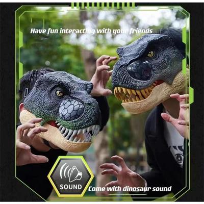 "Sound and Light Christmas Dinosaur Mask - Tyrannosaurus Cosplay & Velociraptor Headgear for Halloween"