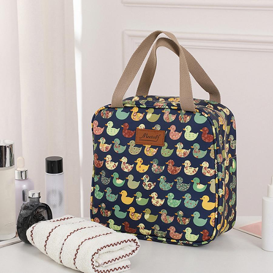 

Fashion Printed Lunch Bag With Lnsulation Large Capacity Storage Bag Thickened Oxford Cloth Portable Travel Luggage Bag Waterproof Shower Bag