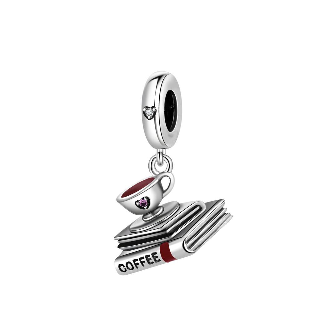S925 Silver Bluetooth Earphone Coffee Beer Guitar Theme Charm Beads DIY Handmade Jewelry Bracelet Accessories Craft Supplies