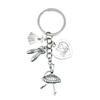 Antique Silver Ballet Girl Keychain with Heart Pendant - Elegant Dance Club Gift
