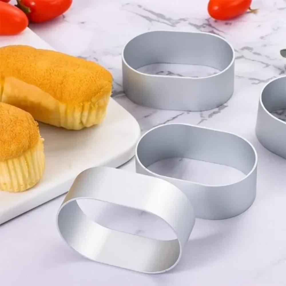 10Pcs Aluminum Zinc Zinc Alloy Cheesecake Mold High-temperature Mousse Cake Ring Oval Baking Pans Egg Tart