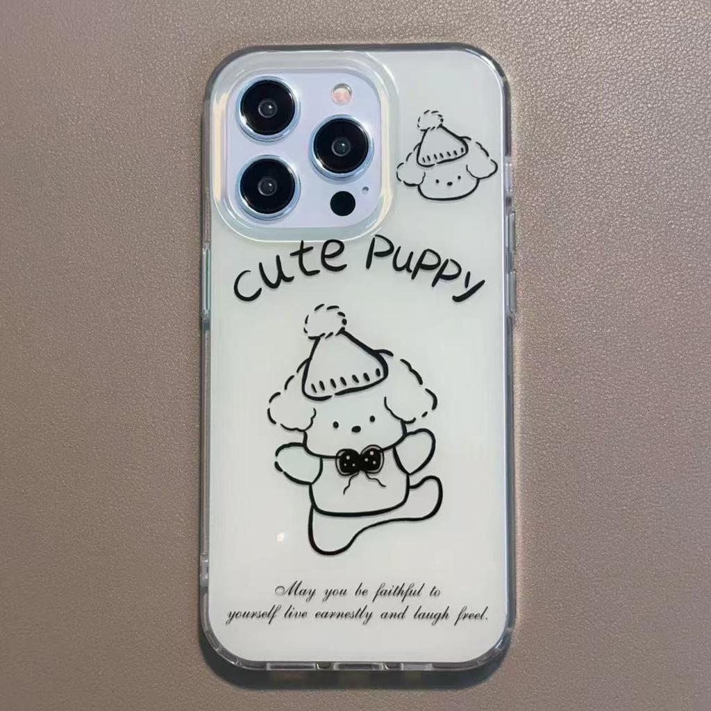 Line cute puppy iPhone 17promax mobile phone case for apple 16promax white background imd case 15