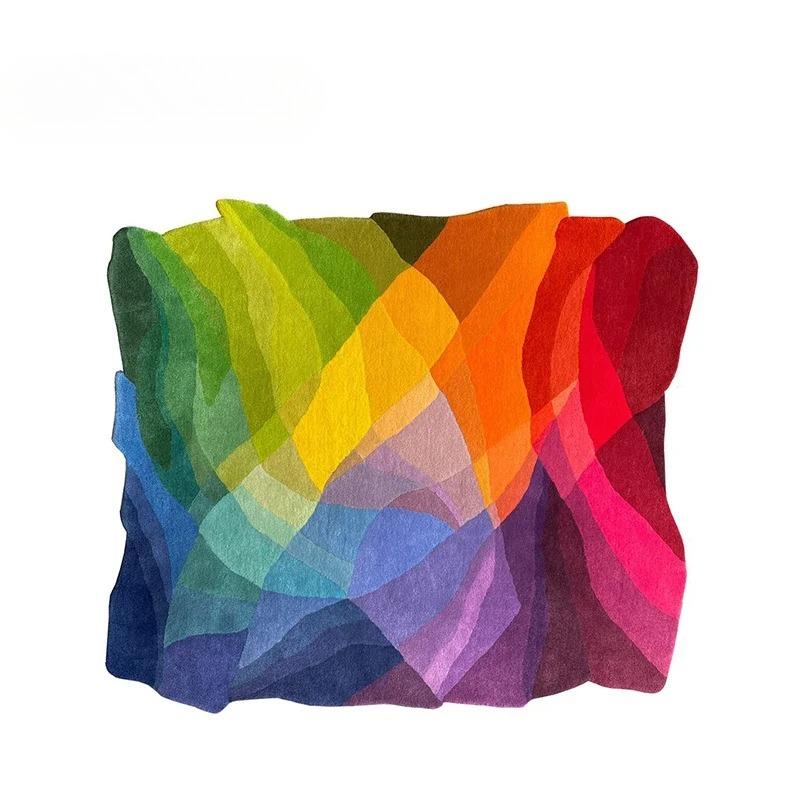 

Luxury Carpets for Living Room Fluffy Soft Plush Rug Dopamine Bedroom Decor Creative Colorful Irregular Carpet 80*120cm