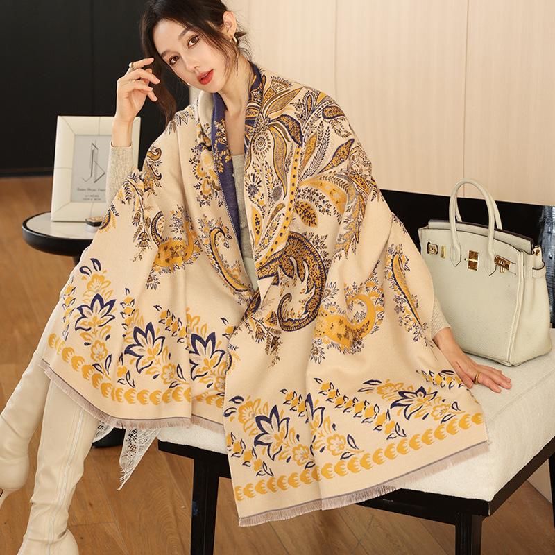 65 * 190 cm Autunno e Inverno Nuovo Sciarpa Versatile Semplice Tinta Unita con Frange Imitazione Cashmere Double-Sided Sciarpa Calda Shawl d'Atmosfera