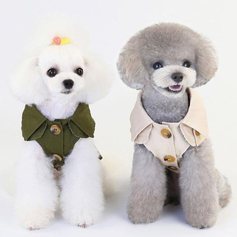 British Style Dog Coat Jacket Short Sleeve Pet Clothes Kahai Green Dog Trench For Small Dogs Yorkie Chiwawa Clothing Apparel Xxl