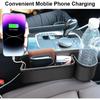 Car Seat Gap Filler Organizer With Cup Holder, 2 Pack Adjustable Leather Car Side Seat Storage Box, Multifunction Interior Storage Organizer For