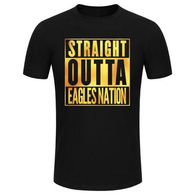 Gold Foil Print Straight Outta Eagles Nation Black Color Unisex T-Shirt