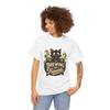 Black Cat Halloween Witch Cauldron Cute Vintage Cartoon Unisex Heavy Cotton Tee