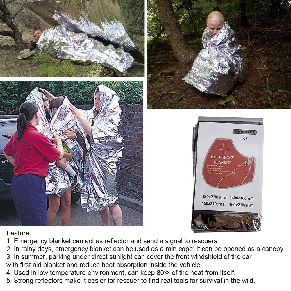 130x210cm Silver Foil Blanket Keeps You Warm Foil Mylar Thermal Blanket Retain Body Heat Emergency Thermal Blanket Emergency