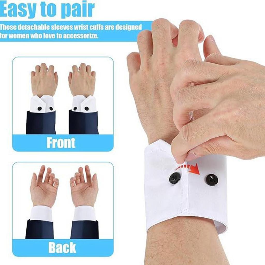 2 páry bílých manžet na košili Módní Elegantní Odnímatelné pro Oblek Kabát Blůzu Svetr