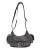 WEGO Sparkly Charm Belt Shoulder Casual Korean Girly Black Sonata Bag, Gift, Women's,