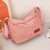 Oblique span bag corduroy handbag tote bag new solid color popular striped shoulder bag women's bag tide