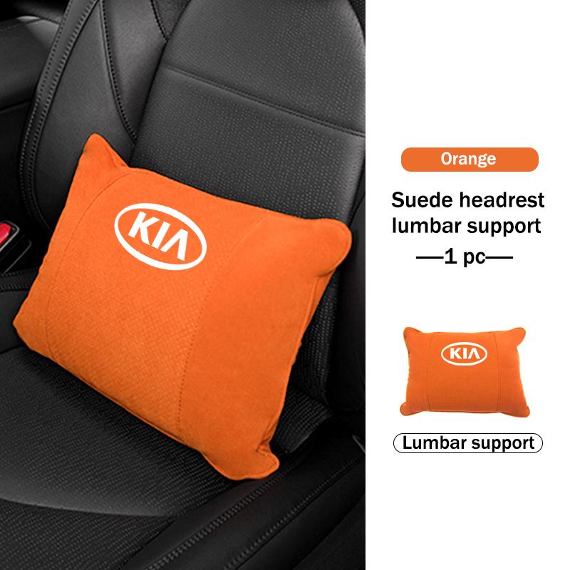 BBEI1 Car Styling Soft Suede Headrest Neck Support Seat Breathable Waist Pad Pillow Mat For KIA Cerato Proceed Venga Stonic Picanto