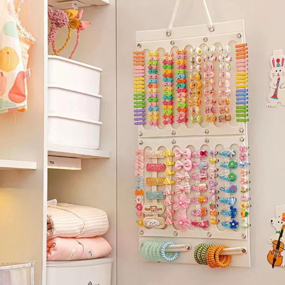 16 Ribbons Hair Bows Holder Sturdy Rope Hair Bows Organizer  Baby Hair Accessory Storage Display