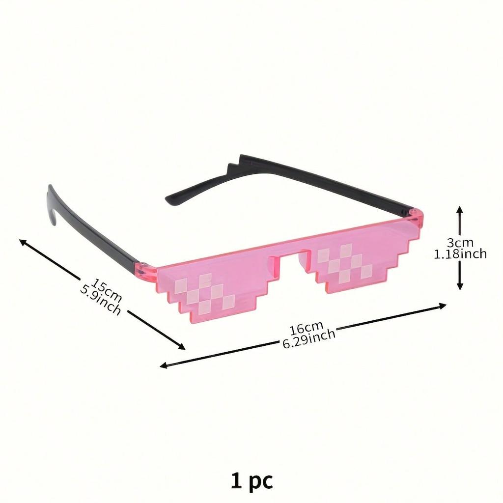 1PC New Mosaic Glasses Anime Cool Funny Personalized Pixel Party Glasses