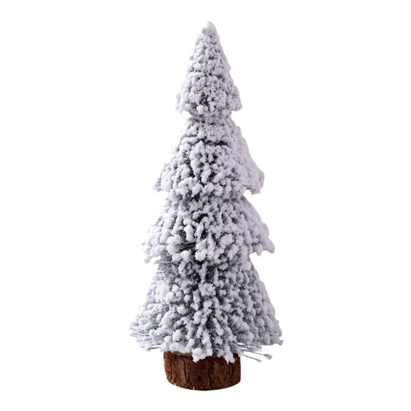 Christmas Tree Ornaments Small Decorative Snow Pine Tree with Base Party Supplies for Home Holiday Desktop Decoration