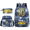 Large Capacity Schoolbag with Shoulder Strap; Student Three-piece Pencil Case Set