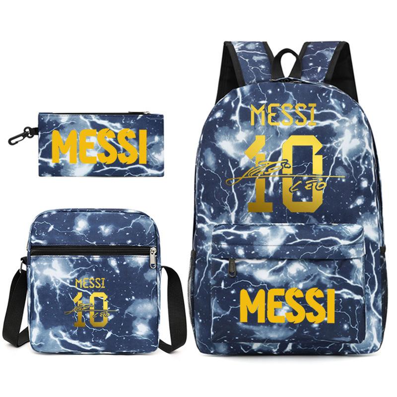 Large Capacity Schoolbag with Shoulder Strap; Student Three-piece Pencil Case Set