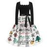 Women's Casual Fashion V Neck Christmas Printed Vintage Dress