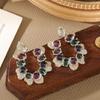 Exaggerated U-Shaped Colorful Zirconia Earrings: 2024 Trendy Retro Luxury Studs for Women