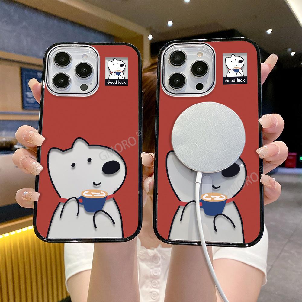 Coffee puppy is suitable for Apple 16ProMax transparent mobile phone case with magnetic iPhone17 anti-drop 15 protective case.