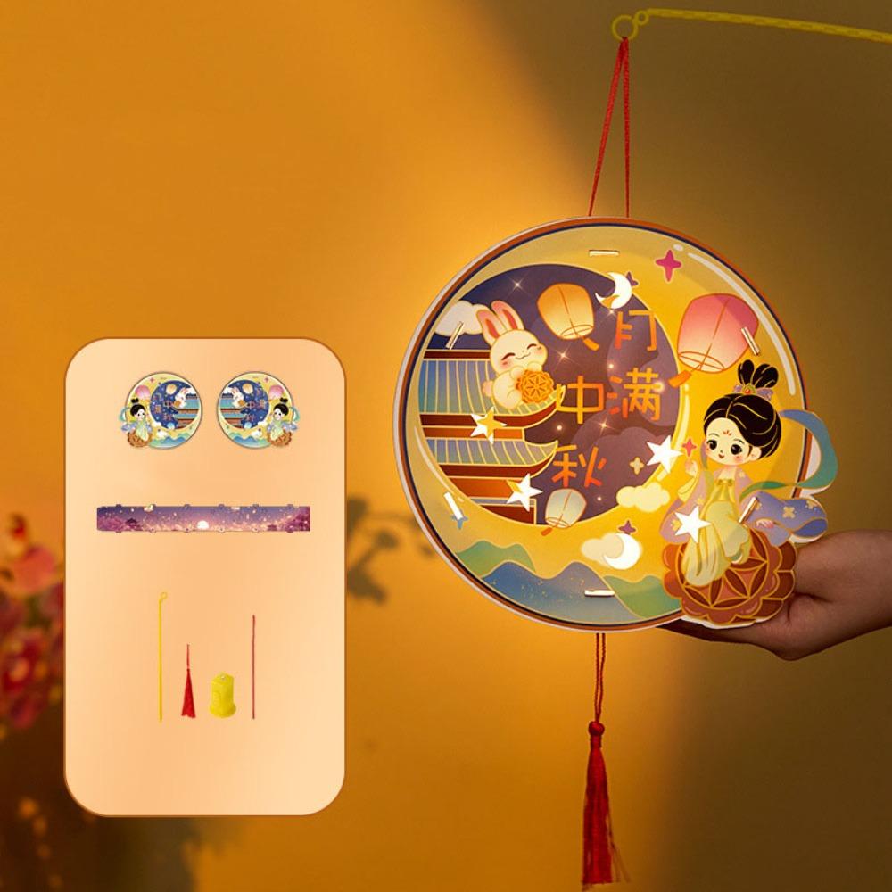 Cartoon Rabbit Lanterns Glowing Lantern DIY Material Package Mid-Autumn Festival Lantern  Kids