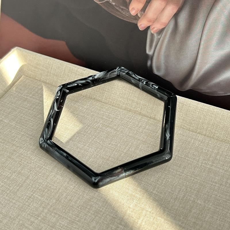 Color Smudged Hexagonal Acrylic Bracelet Retro Simple And Versatile Bracelet Style Jewelry