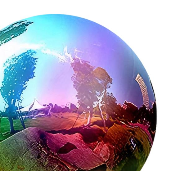 Iridescent Gazing Ball 7.9" Stainless Steel Polished Hollow Balls 360° Mirror Rainbow Reflective Globe for Garden Pool Patio Lawn