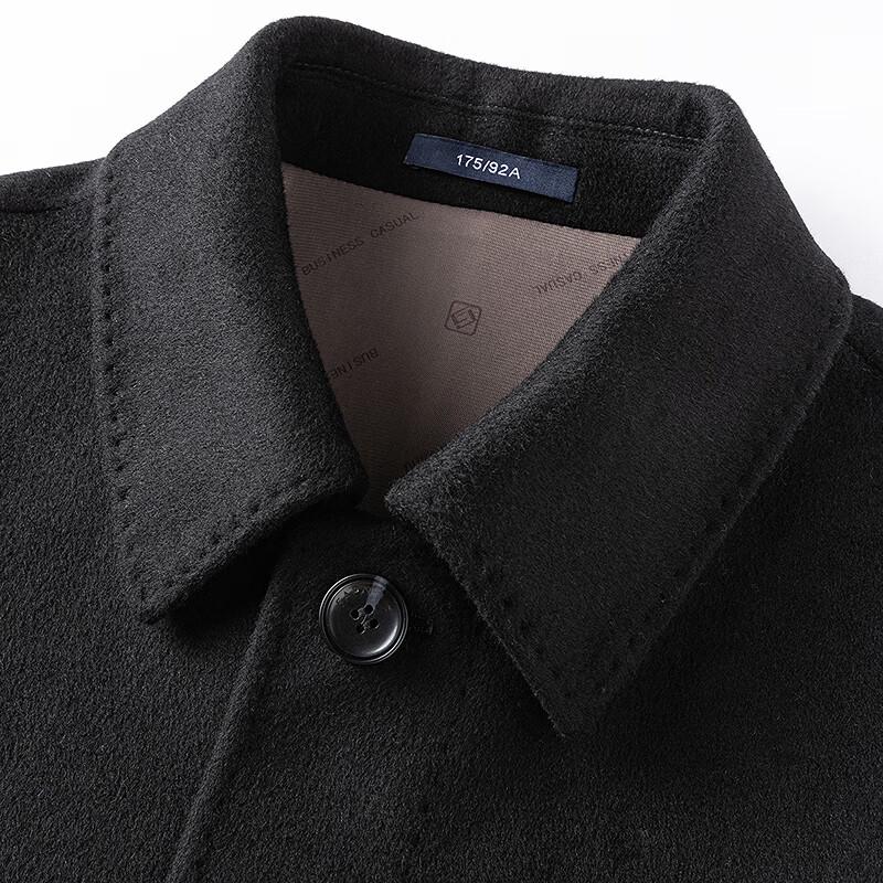 FAPAI Men's 70% Merino Wool Lapel Mid-length Overcoat