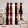 2 Stück, 2D-Flachdruck Vorhänge Digital bedruckte Weihnachtsbäume Büffelkaro (2) Polyester Fabrik (ohne Stange) Festliches Ideal
