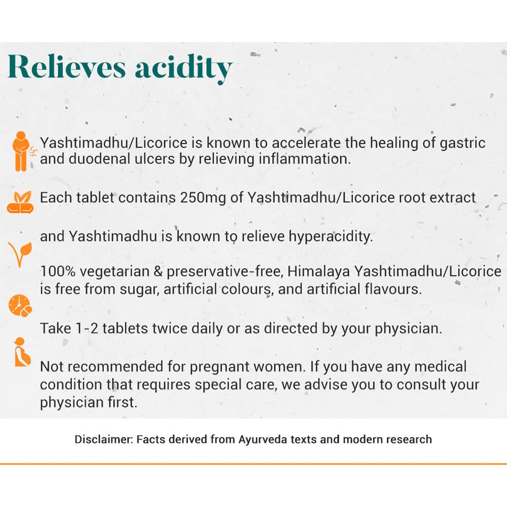 Himalaya Wellness Yashtimadhu Tablets for Gastric Wellness, Pack of 60, Supports Ulcer Relief & Digestive Comfort