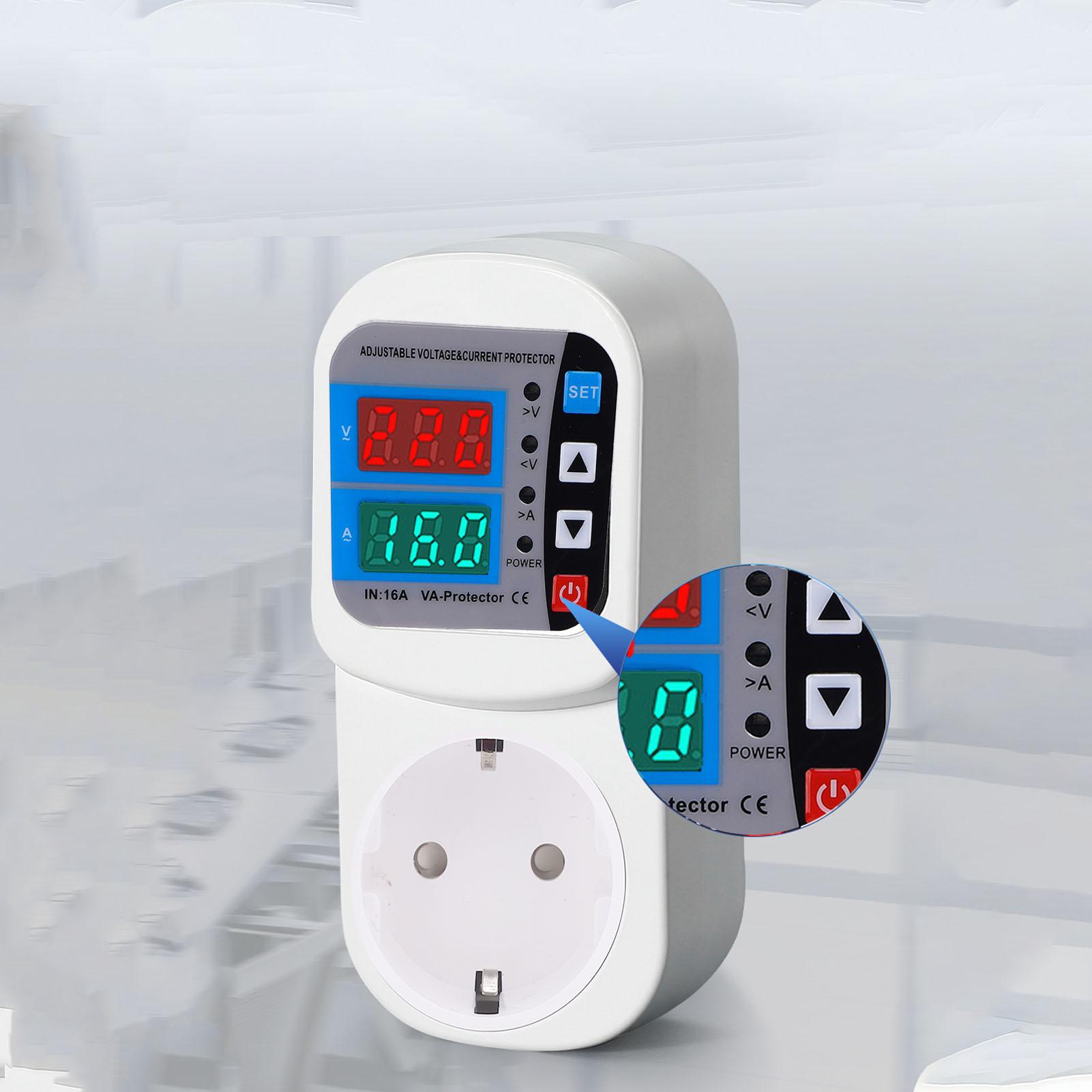 

Сетевой фильтр розетка 16А Регулируемый цифровой дисплей Автоматическая защита по напряжению и току Розетка для дома Регулятор напряжения 16a