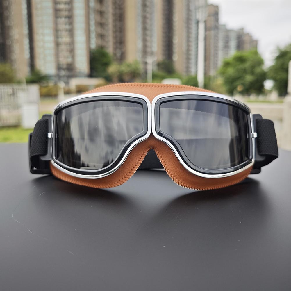 Fahrrad Motorrad Brille Winddicht Motorradhelm Brille Sonnenbrille Retro Universal Leder Retro Motorrad Zubehör