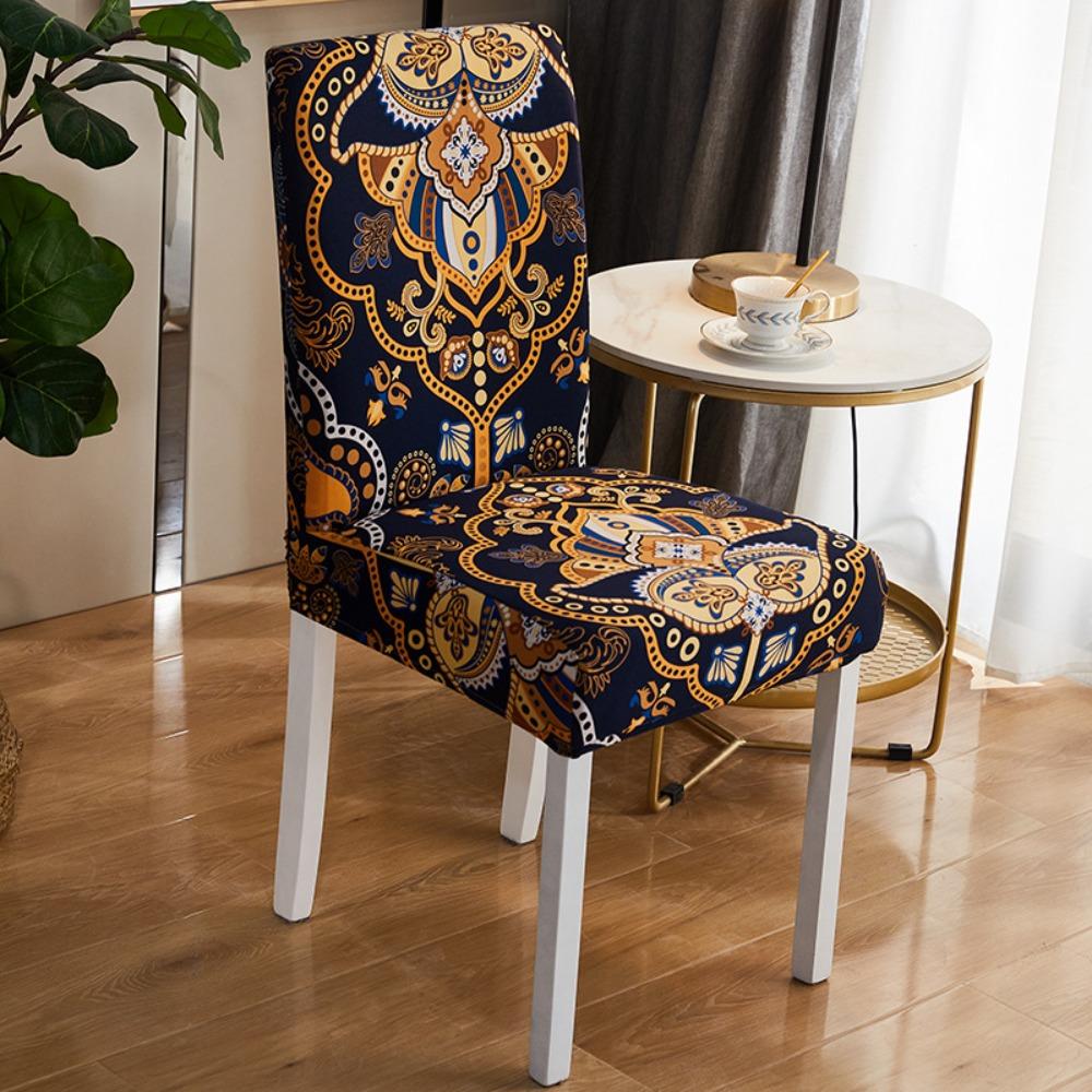 

Stretch Chair Covers Floral Print Dustproof Seat Covers for Dining Living Room Office Home Decor Furniture 1pc