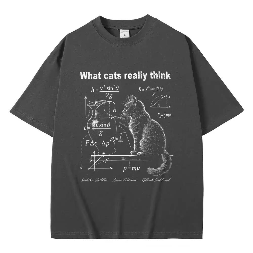 2026 What Cats Really Think Schrodinger Cat Funny Meme Graphic Tshirt Mens Womens Cotton Casual Top Fit Street Wear Ins Y2k