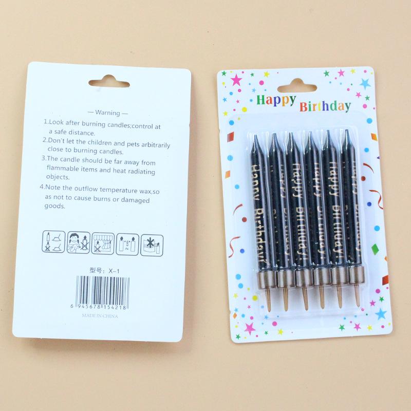 Hot Stamped Letter Birthday Candle Black Gold and White Gold Happy Birthday Baking Decorative Candle