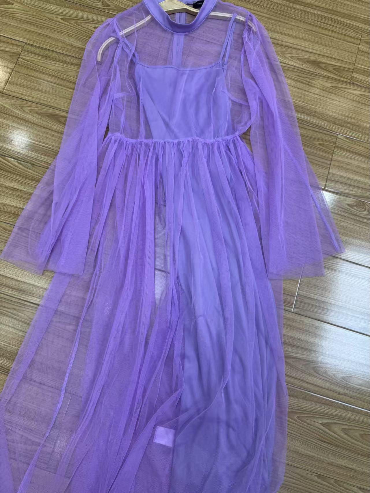 

Элегантное сетчатое платье-комплект для весны/лета - Женская мусульманская мода, однотонное Medium фиолетовый