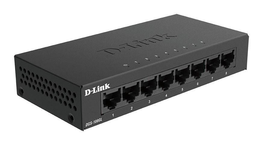 D-Link DGS-108GL unmanaged switch 8 x 10/100/1000 Mbps Black