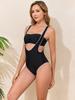 Fashion Black Two Piece Triangle Bikini Set Sexy Backless Swimsuit For Beach Vacation