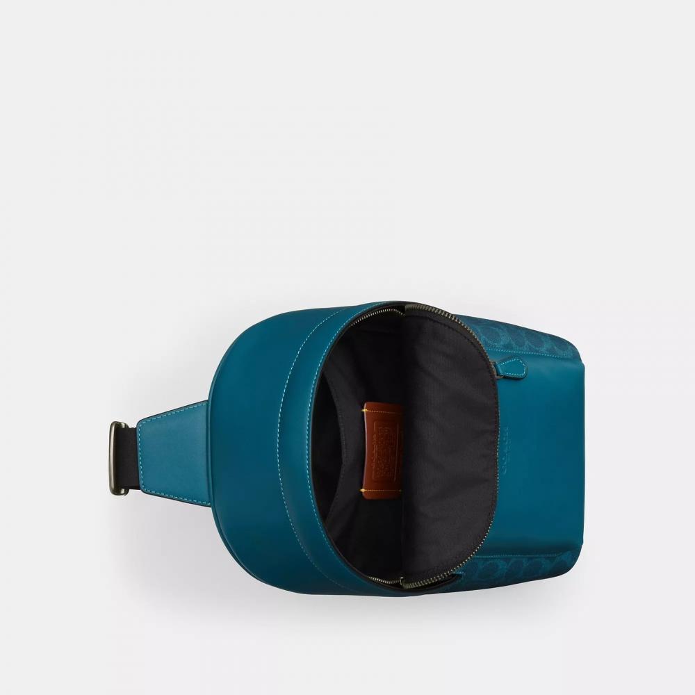 Coach West Pack In Signature Canvas Gunmetal Chalk Black