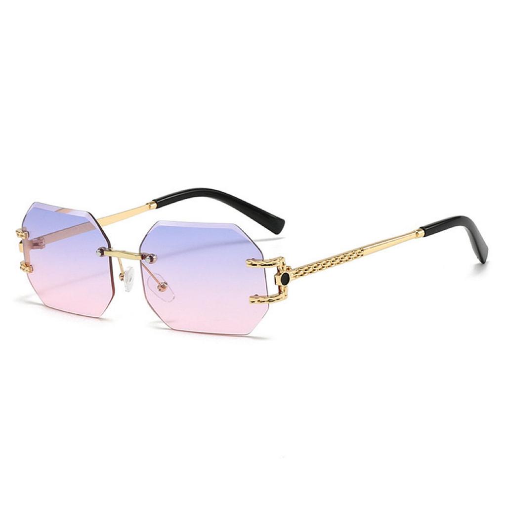 New Frameless Sunglasses, High-end Polygonal Glasses, Fashionable Gradient Color Sunshade Sunglasses, Men's Trend