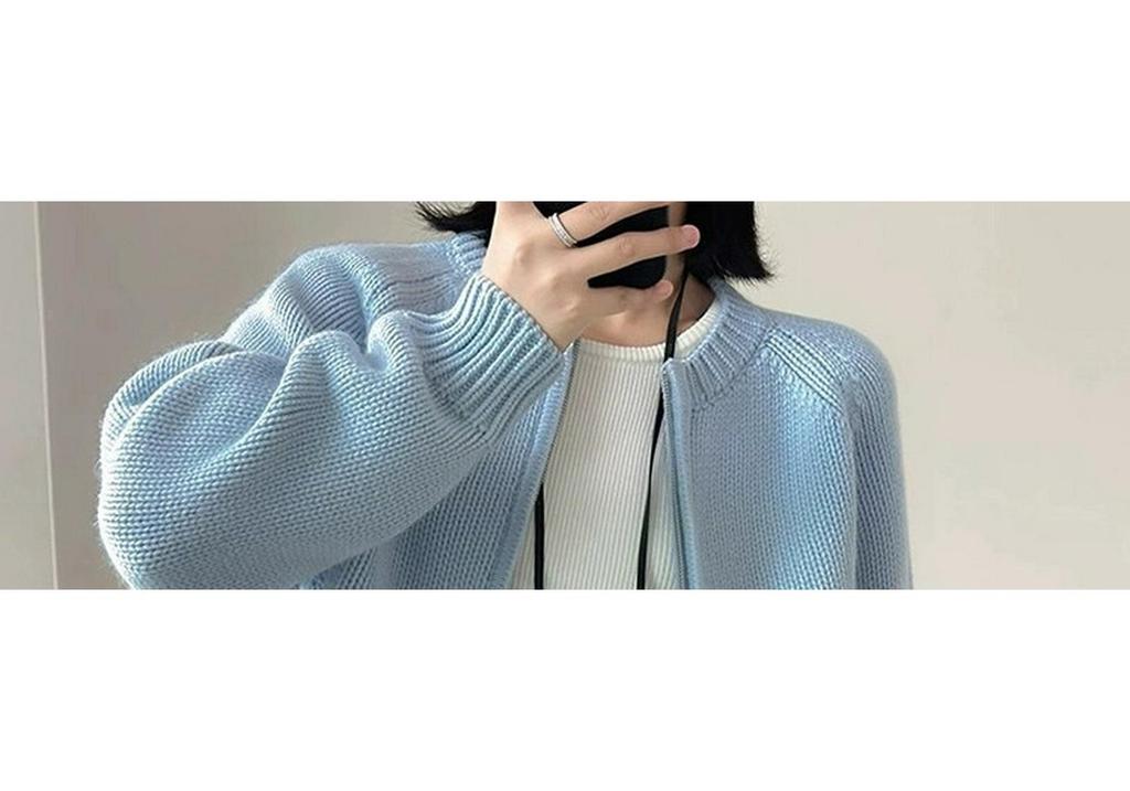 Women's 100% Pure Wool Double-Ply Cardigan - Short, Thickened Autumn/Winter Sweater